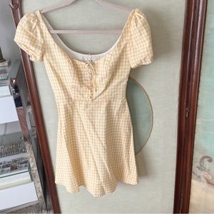 🍋 LPA Yellow Gingham Dress Size XS 🍋